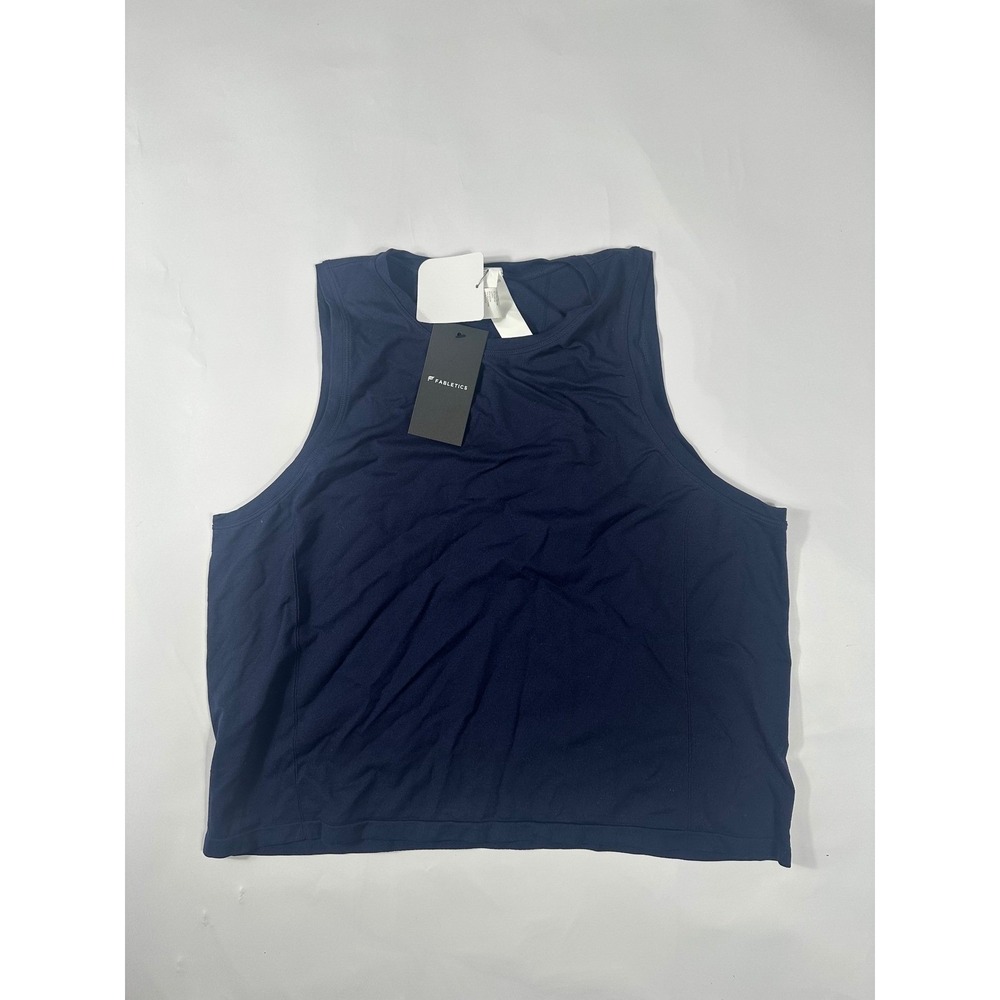 Fabletics Feather Tech+ Muscle Tank Deep Navy Blue Workout Top Size S MSRP $45 - Picture 3 of 5